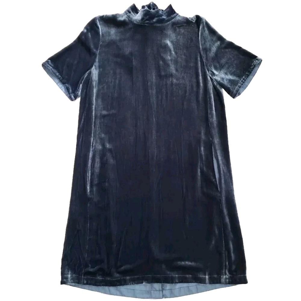 Eileen Fisher Dress Velvet Mock Neck Short Sleeve Holiday Party Silk Small NEW